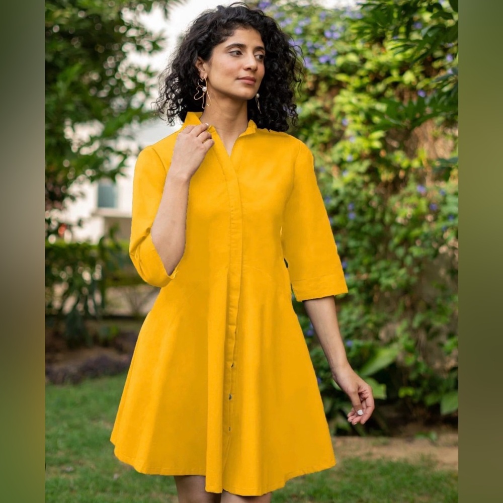 TopShop Midi Shirt Dress | Mustard Yellow | Size 6